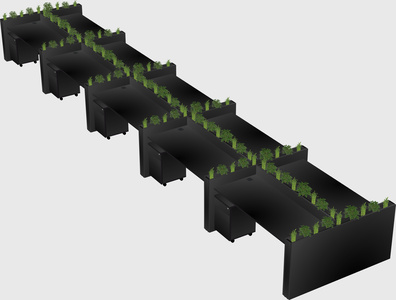 Rectangular shared desk