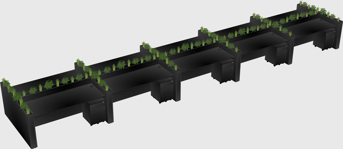 Rectangular shared desk
