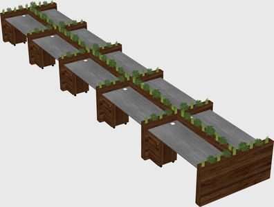 Rectangular shared desk