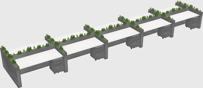 Rectangular shared desk
