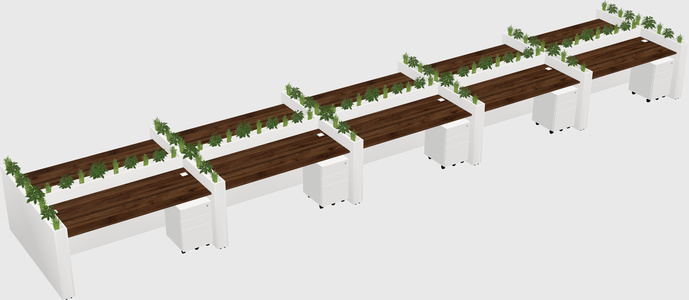 Rectangular shared desk