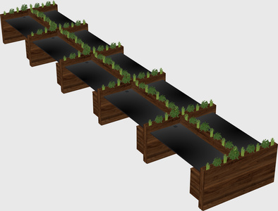 Rectangular shared desk