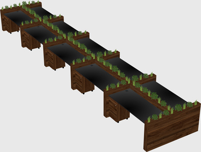 Rectangular shared desk