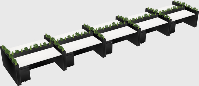 Rectangular shared desk