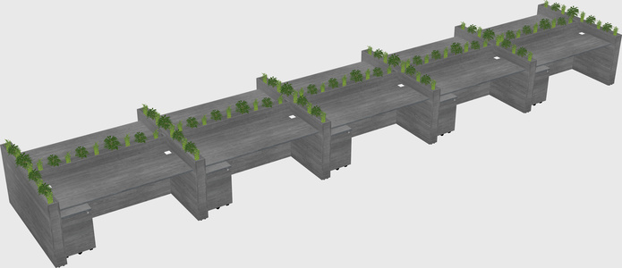 Rectangular shared desk