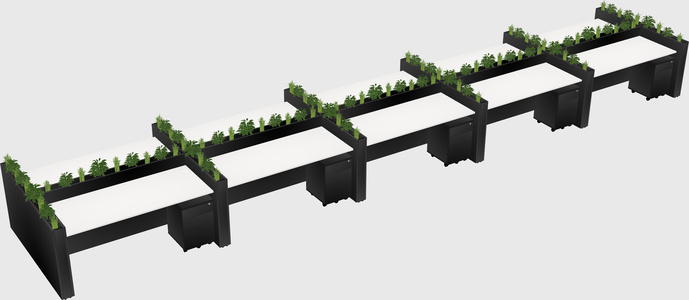 Rectangular shared desk