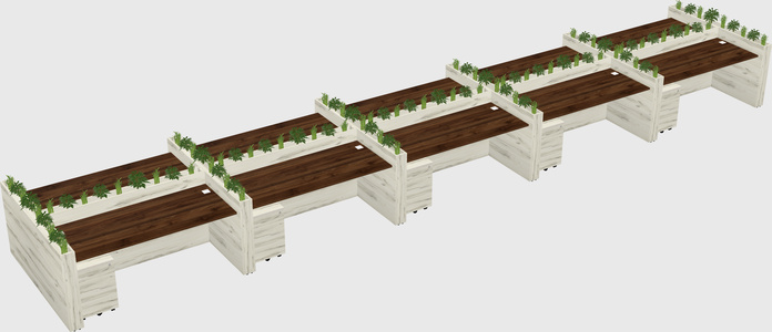 Rectangular shared desk