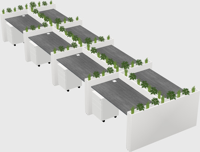 Rectangular shared desk