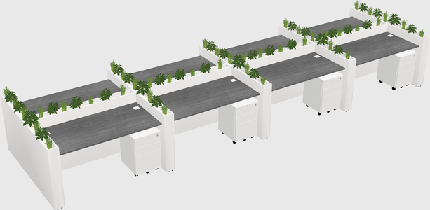 Rectangular shared desk