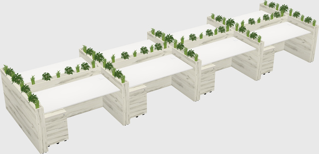 Rectangular shared desk
