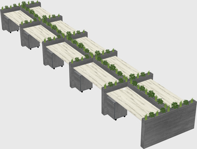 Rectangular shared desk
