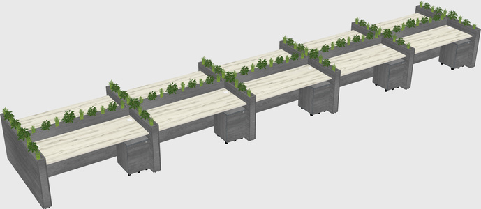 Rectangular shared desk