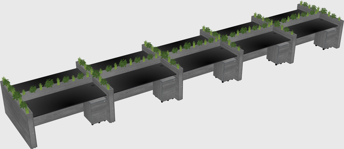Rectangular shared desk