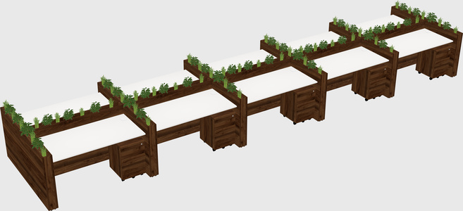 Rectangular shared desk