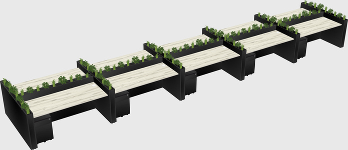 Rectangular shared desk