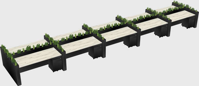 Rectangular shared desk