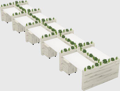 Rectangular shared desk