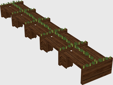 Rectangular shared desk