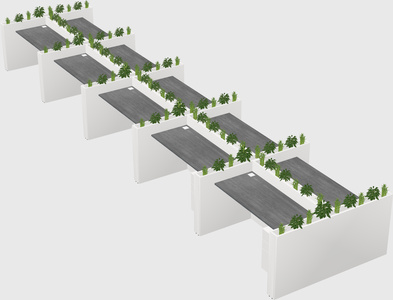 Rectangular shared desk