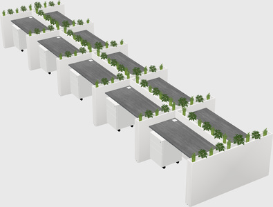 Rectangular shared desk