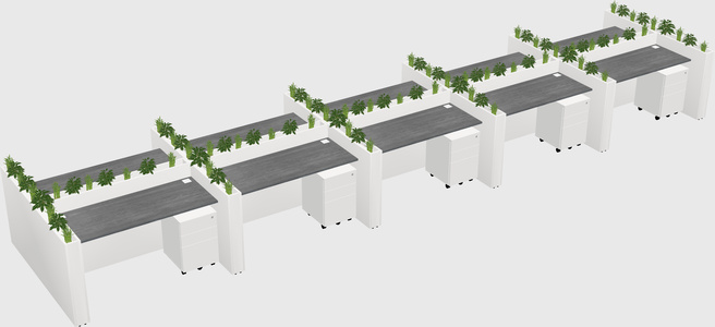 Rectangular shared desk