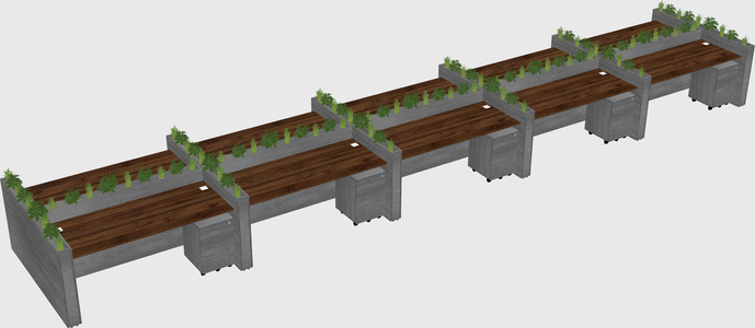 Rectangular shared desk