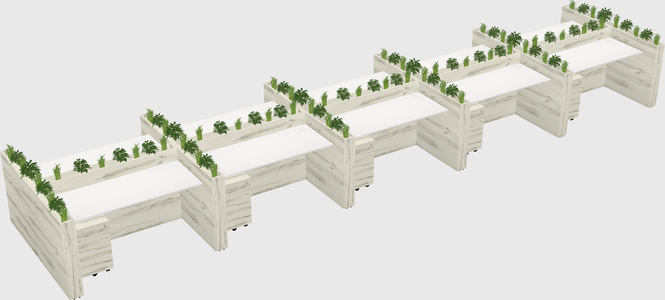 Rectangular shared desk