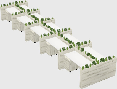 Rectangular shared desk