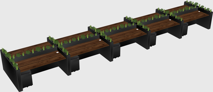 Rectangular shared desk