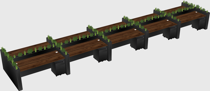 Rectangular shared desk