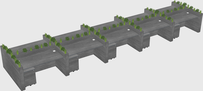 Rectangular shared desk