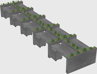 Rectangular shared desk