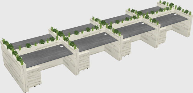 Rectangular shared desk