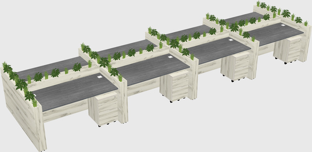Rectangular shared desk