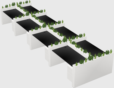 Rectangular shared desk