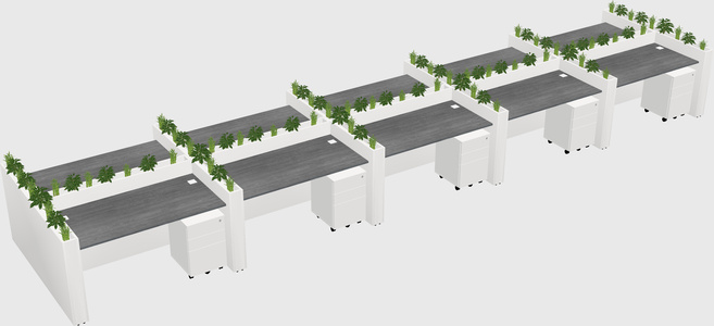 Rectangular shared desk