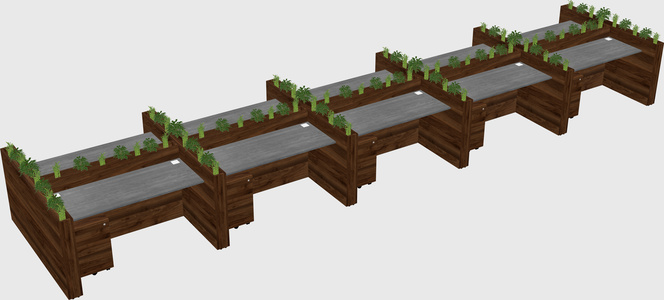 Rectangular shared desk