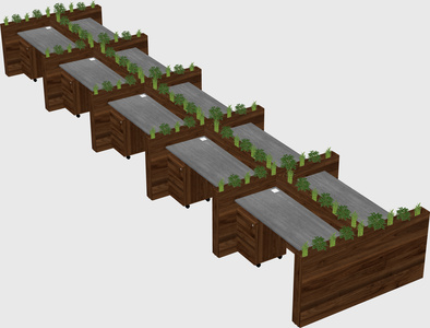 Rectangular shared desk
