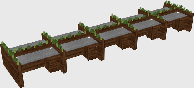 Rectangular shared desk