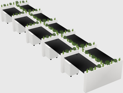 Rectangular shared desk