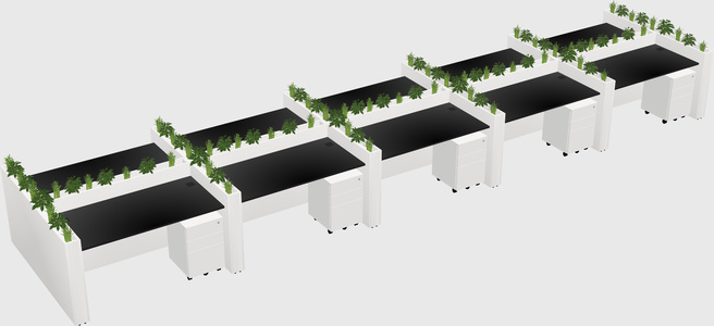 Rectangular shared desk