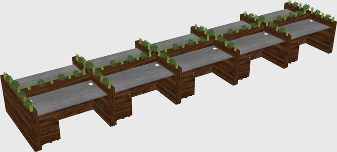Rectangular shared desk