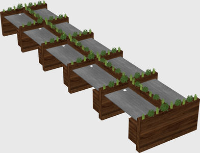 Rectangular shared desk
