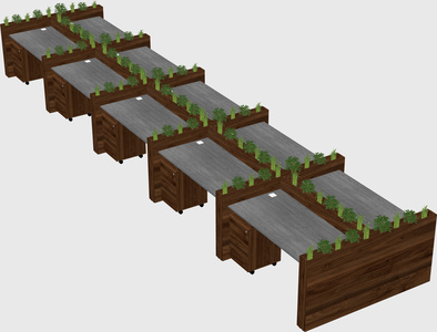Rectangular shared desk