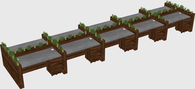 Rectangular shared desk