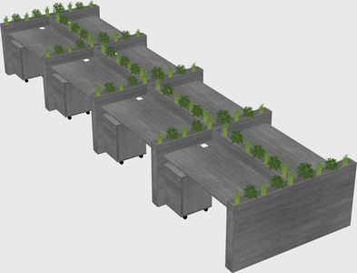 Rectangular shared desk