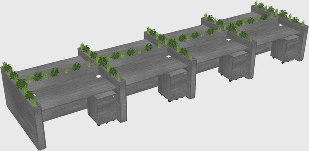 Rectangular shared desk