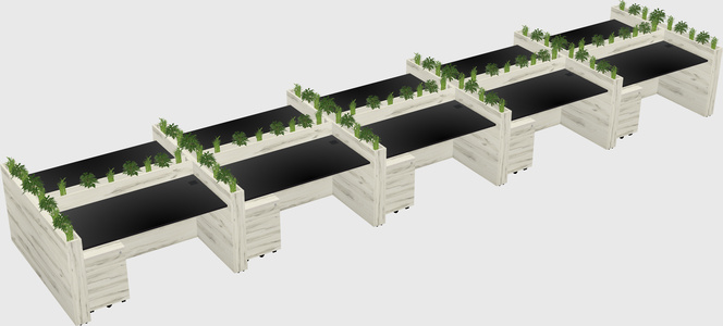 Rectangular shared desk