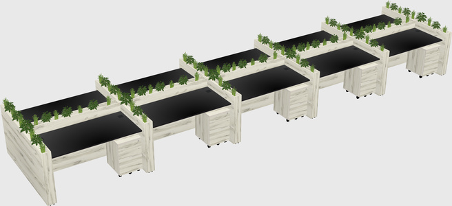Rectangular shared desk