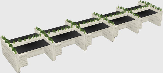 Rectangular shared desk
